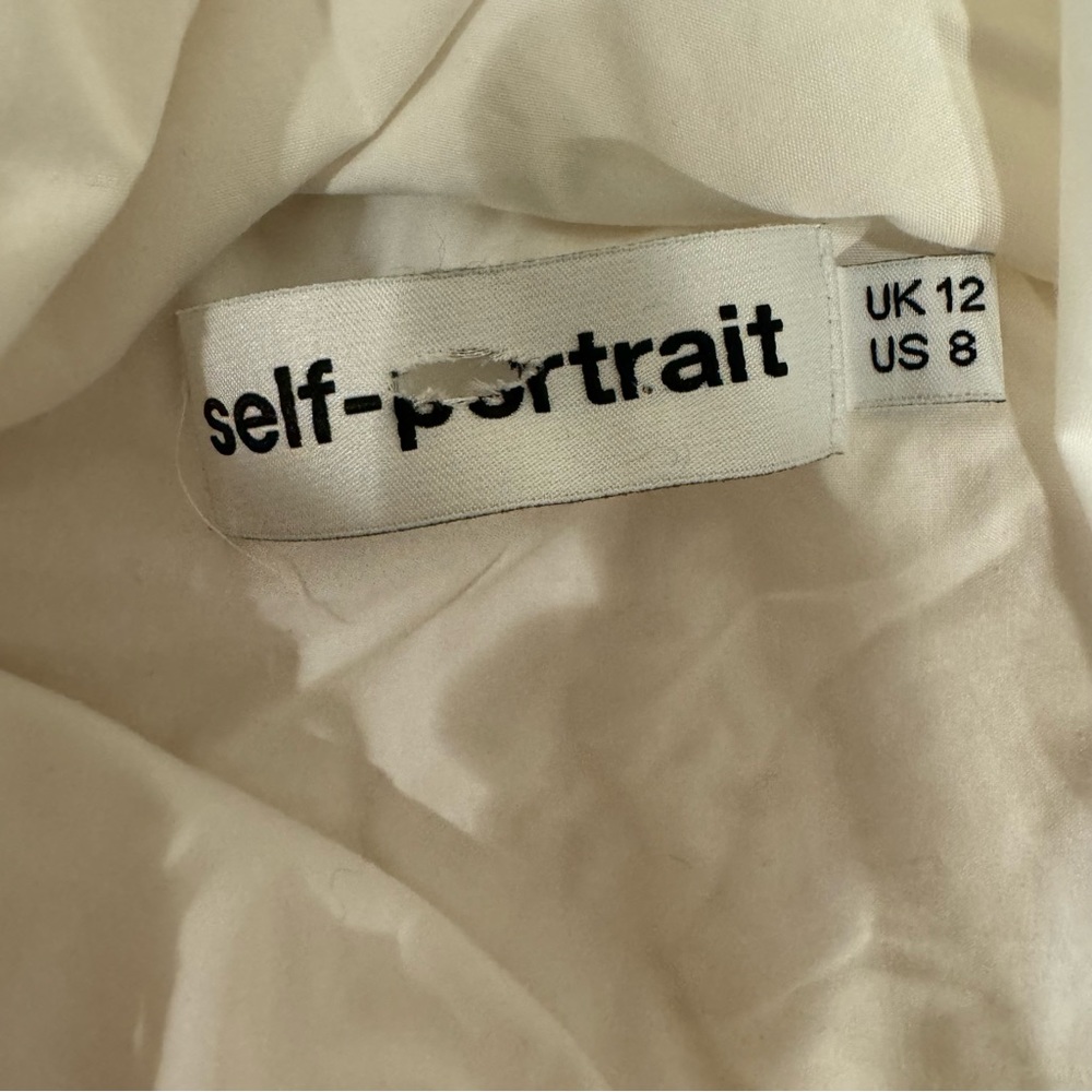 Self-Portrait White Eyelet Ruffle Detail Short Sleeve Dress Size 8 - Picture 10 of 12